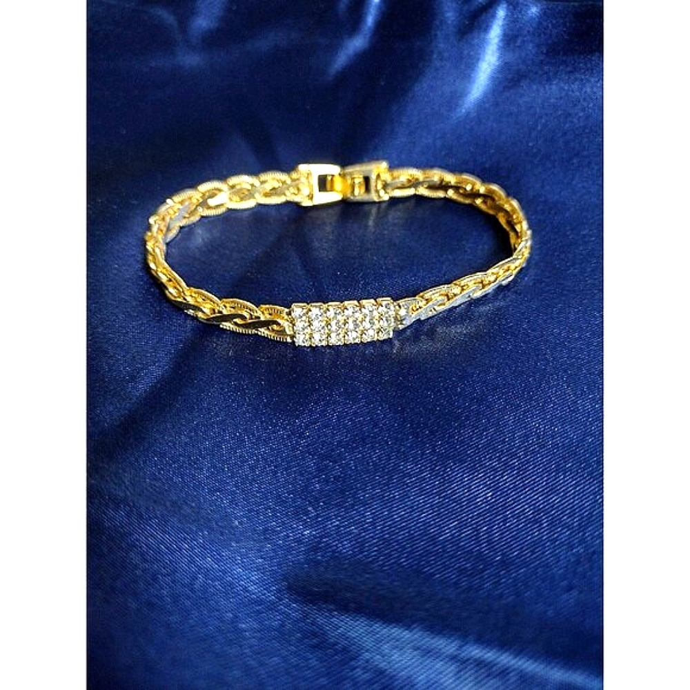 Goldtone braided crystal accents bracelet